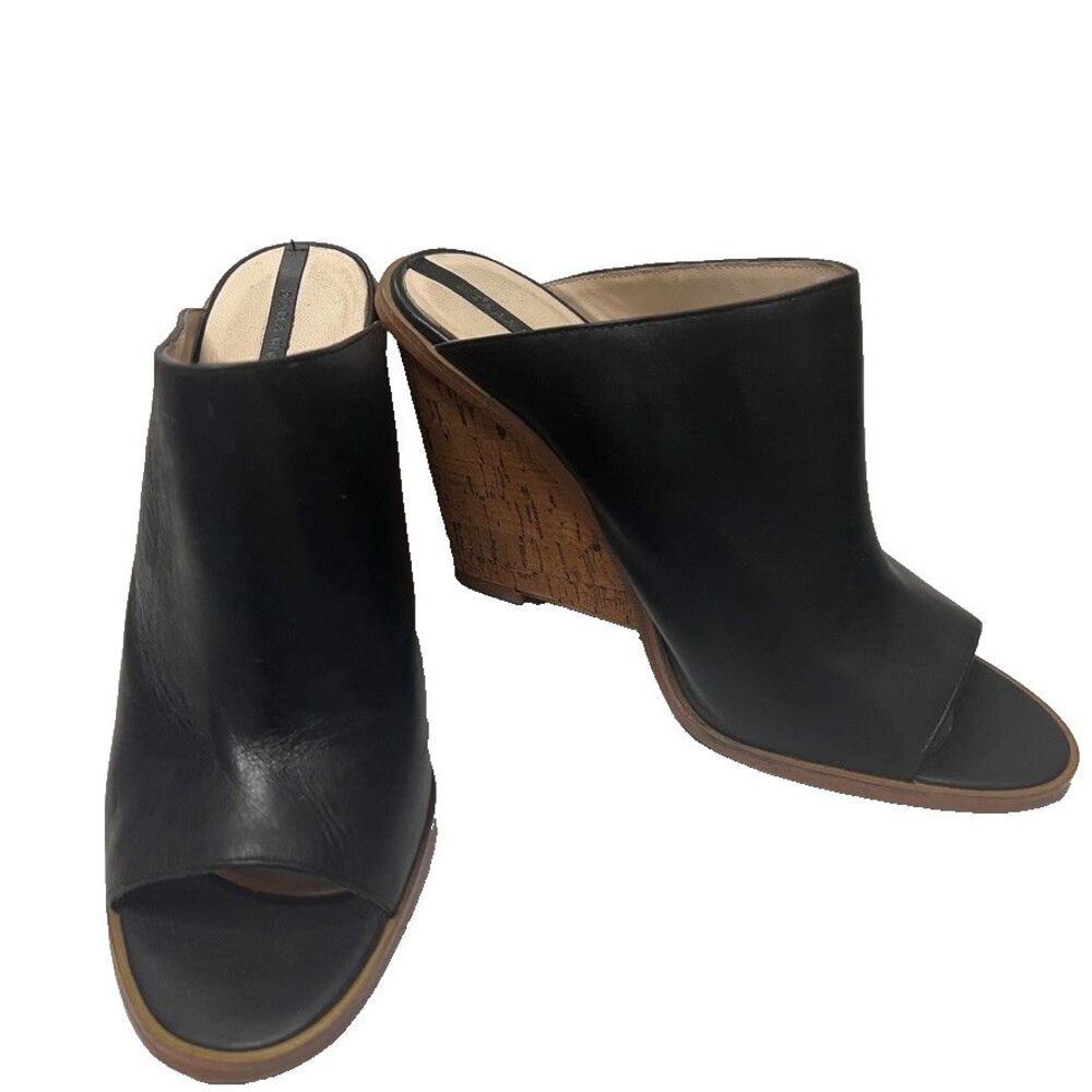 ZARA BASIC Black Wedge Cork Platform Sandals Wome… - image 5